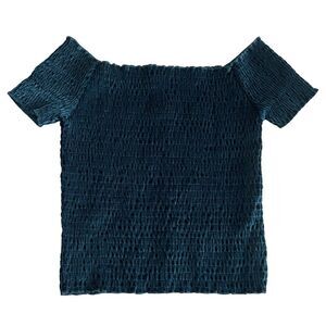 Urban Outfitters Light Before Dark Bardot Velvet Off The Shoulder Top Blue